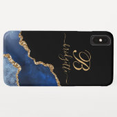 Moderne Blue Gold Agate Geode Canvas tas Case-Mate iPhone Case (Achterkant (horizontaal))