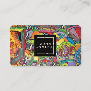 Moderne Blue Graffiti Cool Abstract Art Business C Visitekaartje