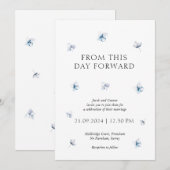 Moderne Blue Hydrangea Floral Faire-part de mariag (Devant / Derrière)