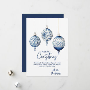 Moderne Blue Nordic Style Ornamenten Kerst Feestdagenkaart