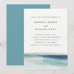 Moderne Blue Ocean Beach Nautische bruiloft Kaart