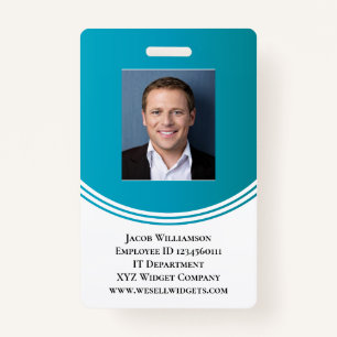 Moderne Blue Professional Business Employee Photo Badge