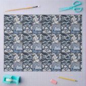 Moderne Blue Tegel Decoupage Tissuepapier (Craft)