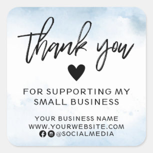 Moderne Blue Waterverf Business Hartelijk dank Vierkante Sticker