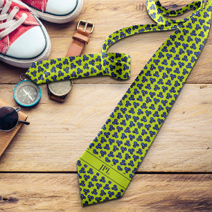 Moderne Blueberry-Initialen Levendig Vet Fun Novel Stropdas