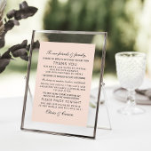 Moderne Blush and Black Script Wedding Guest Bedankkaart