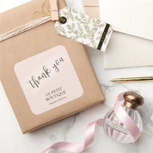 Moderne Blush Bedankt Verpakking Verzending Vierkante Sticker