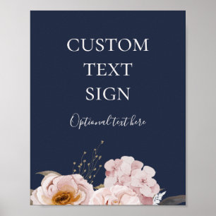 Moderne Blush Bloemen   Marine Kaarten en Geschenk Poster