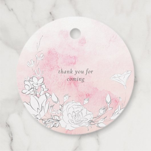 Moderne Blush Bloemen Monogram Bruiloft Bedankjes Labels (Achterkant)