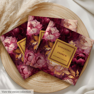 Moderne Blush Bourgondië Gouden Trouwdoek Servette Servet