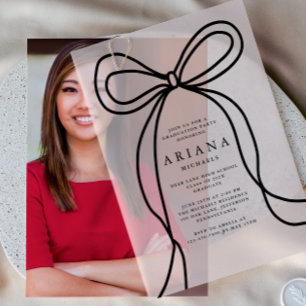 Moderne Blush Bow Graduation Party Vellum Uitnodigingen