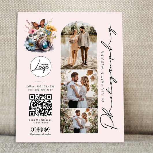 Moderne Blush Bruiloftsfotografie Prijzen Flyer