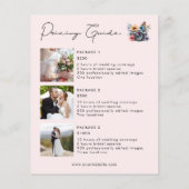 Moderne Blush Bruiloftsfotografie Prijzen Flyer (Achterkant)