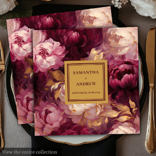 Moderne Blush Burgundy Gouden Boho Trouwservetten Servet