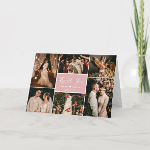 Moderne Blush Calligrafie 6 Foto Collage Wedding T Bedankkaart