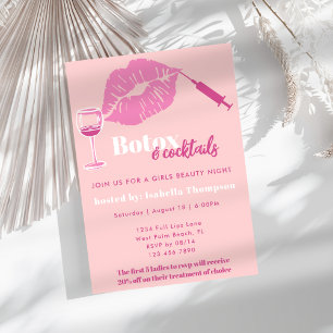 Moderne Blush En Hot Pink Meisjes Avond Botox Fees Kaart