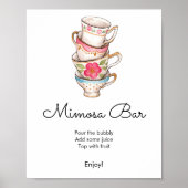 Moderne Blush en White Tea Party Bruids Mimosa Bar Poster (Voorkant)