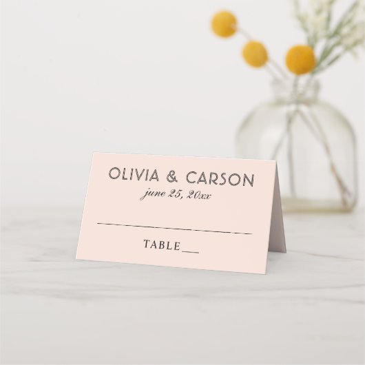 Moderne Blush en Zwarte Script Monogram Huwelijk (Voorkant)