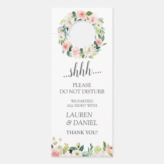 Moderne Blush FloraL bruiloft gast niet storen (Voorkant)