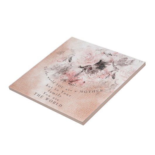 Moderne  Blush Floral Moederdag Tegeltje (Zijkant)