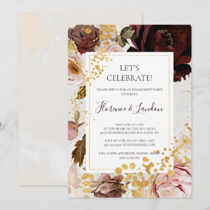 Moderne Blush Floral Waterverf Laten we vieren Kaart