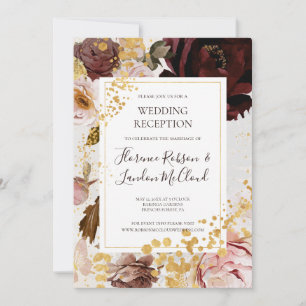 Moderne Blush Floral Waterverf Reception Kaart