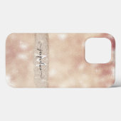 Moderne Blush Glitter Roos Gold Sparkle Script Nam Case-Mate iPhone Case (Achterkant (horizontaal))