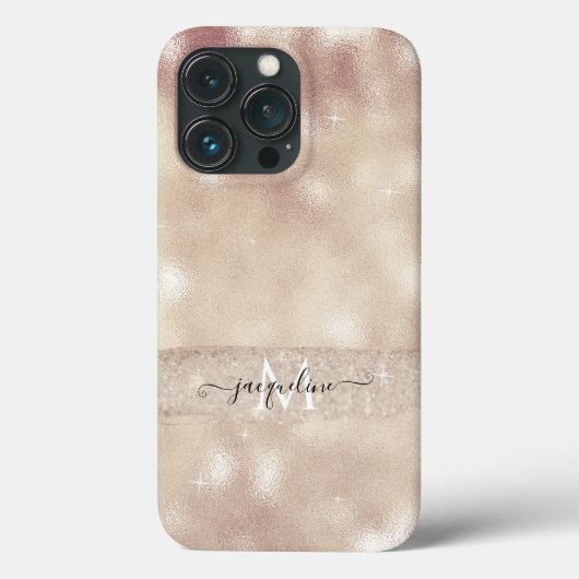 Moderne Blush Glitter Roze Goud Glans Script Naam Case-Mate iPhone Case (Achterkant)