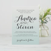 Moderne Blush Light Aqua bruiloft uitnodigingen (Staand voorkant)