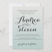 Moderne Blush Light Aqua bruiloft uitnodigingen