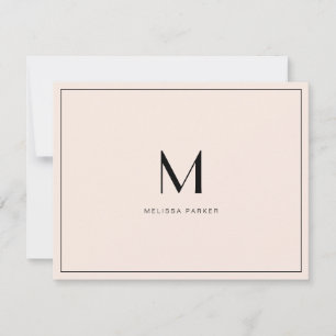 Moderne Blush Minimalistische monogram platte Bedankkaart