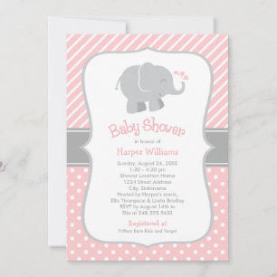 Moderne Blush Olifant Baby Meisje Shower Kaart