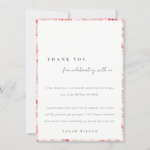 Moderne Blush Paisley Typografie Bruidsdouche Bedankkaart