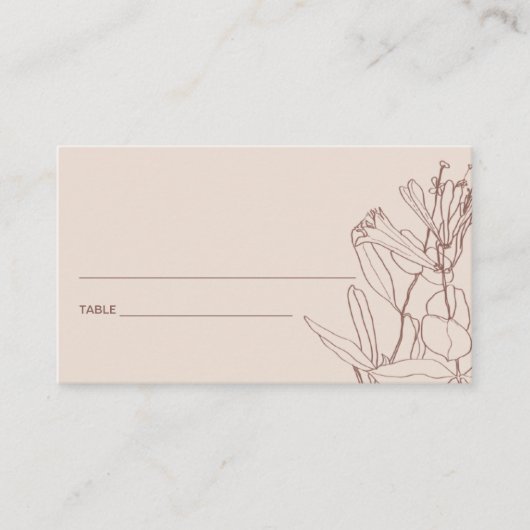 MODERNE BLUSH PASTEL LIGNE DESSINER CARTE PLACE FL (Devant)