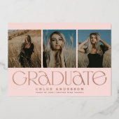 Moderne Blush Pink 3 Faire-part de graduation phot (Recto)