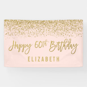 Moderne Blush Pink Faux Gold Glitter 60th Birthday Spandoek