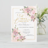 Moderne Blush Pink Floral Flowers First Community Kaart (Staand voorkant)