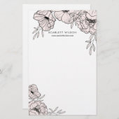 Moderne Blush Pink Flowers - Aangepaste schrijfwij Briefpapier (Voorkant / Achterkant)