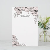 Moderne Blush Pink Flowers - Aangepaste schrijfwij Briefpapier (Staand voorkant)