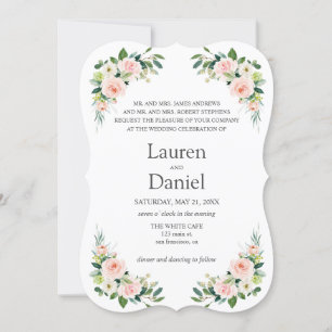 Moderne Blush Pink Flowers klassieke term bruiloft Kaart