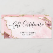 Moderne Blush Pink Gold Agate Certificate Gift Kaa (Voorkant / Achterkant)