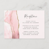 Moderne 'Blush Pink Gold Agate Wedding Reception' Informatiekaartje (Voorkant)