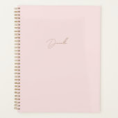 Moderne Blush Pink Minimalist | Naam Gold Script Planner (Voorkant)