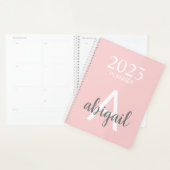 Moderne Blush Pink Simple Monogram Name 2023 Planner (Display)
