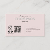 Moderne Blush Pink Social Media Icon QR code Visitekaartje (Voorkant)