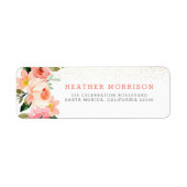 Moderne Blush Pink Waterverf Floral & Gold Etiket (Voorkant)