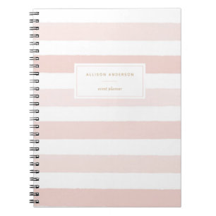 Moderne Blush Pink Waterverf Stripes Notitieboek