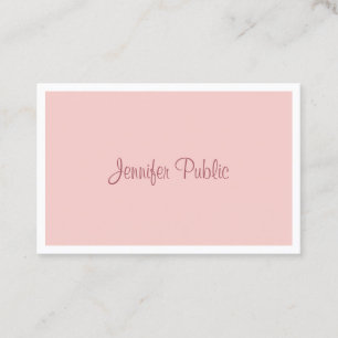 Moderne Blush Pink White Elegant Handscriptscript Visitekaartje