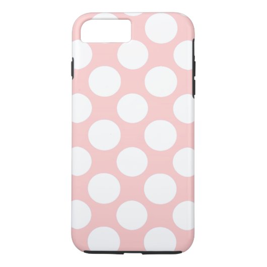 Moderne Blush Pink White Polka Dots Pattern Case-Mate iPhone Case (Achterkant)