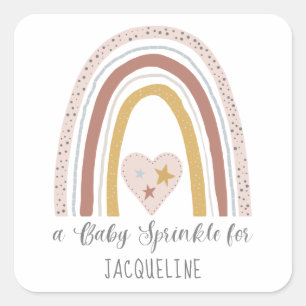 Moderne Blush Regenboog Baby Meisje Sprinkle Douch Vierkante Sticker